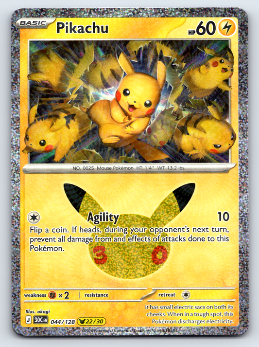 Pokémon Trading Card Game 30th Celebration 30C 044/128 Pikachu 22/30