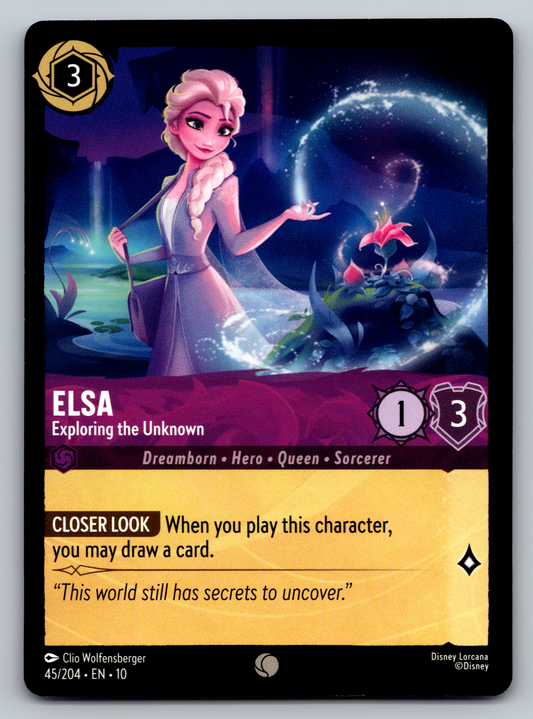 Disney Lorcana Trading Card Game Whispers in the Well 045/204 Elsa Exploring the Unknown Card