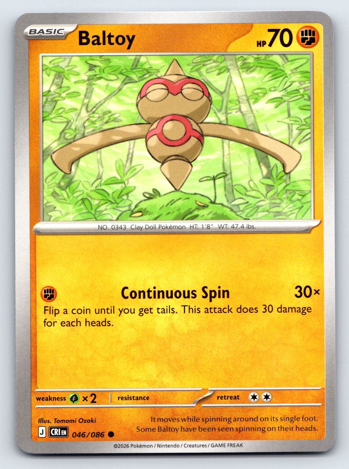 Pokémon Trading Card Game Mega Evolution Chaos Rising CRI 046/086 Baltoy