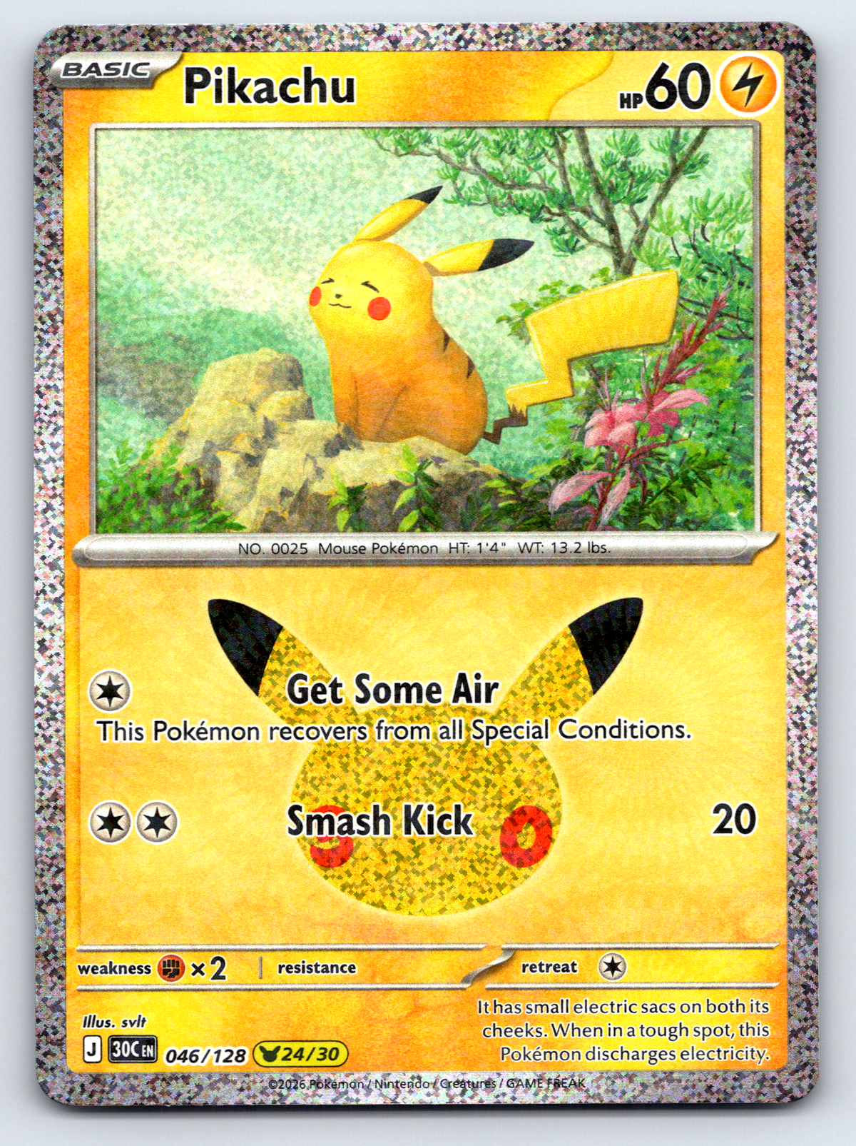 Pokémon Trading Card Game 30th Celebration 30C 046/128 Pikachu 24/30