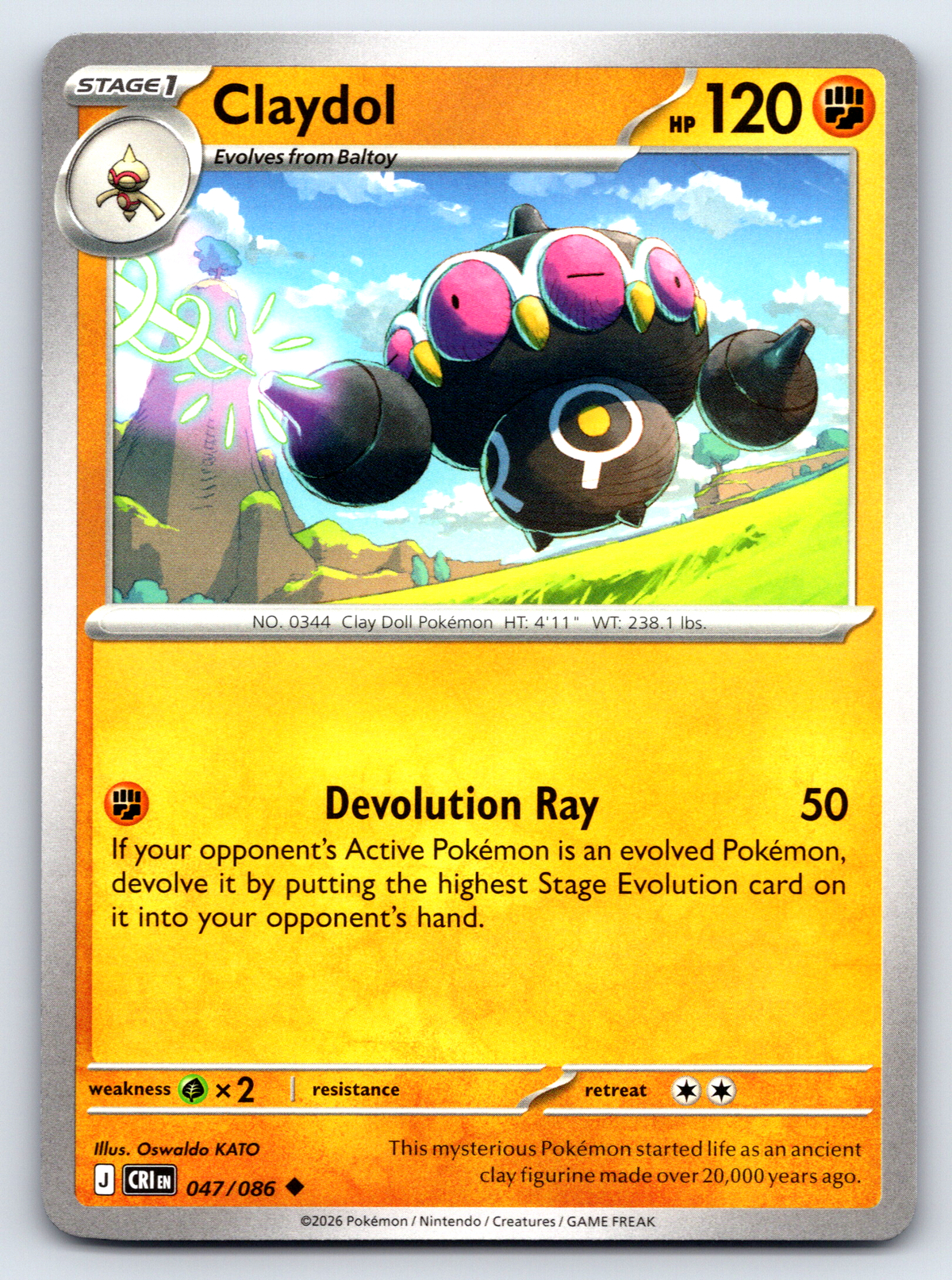 Pokémon Trading Card Game Mega Evolution Chaos Rising CRI 047/086 Claydol