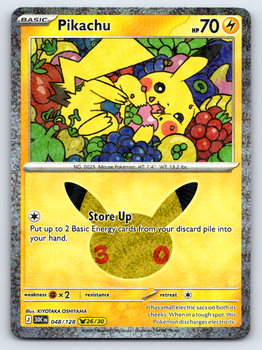 Pokémon Trading Card Game 30th Celebration 30C 048/128 Pikachu 26/30
