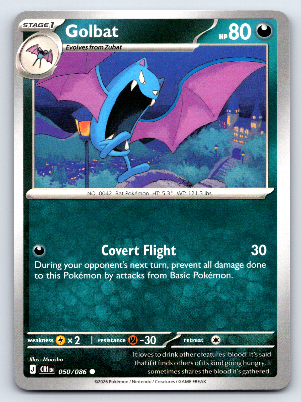 Pokémon Trading Card Game Mega Evolution Chaos Rising CRI 050/086 Golbat