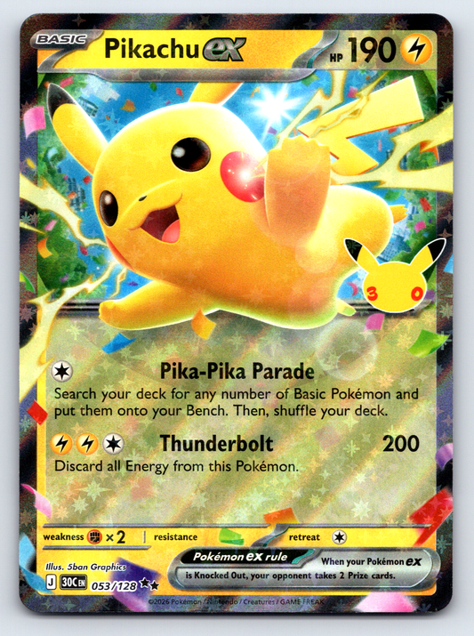 Pokémon Trading Card Game 30th Celebration 30C 053/128 Pikachu ex
