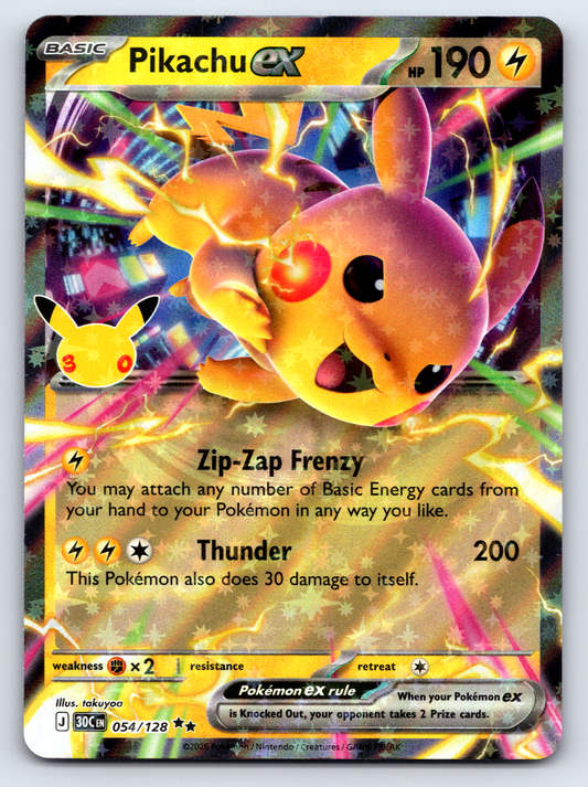 Pokémon Trading Card Game 30th Celebration 30C 054/128 Pikachu ex