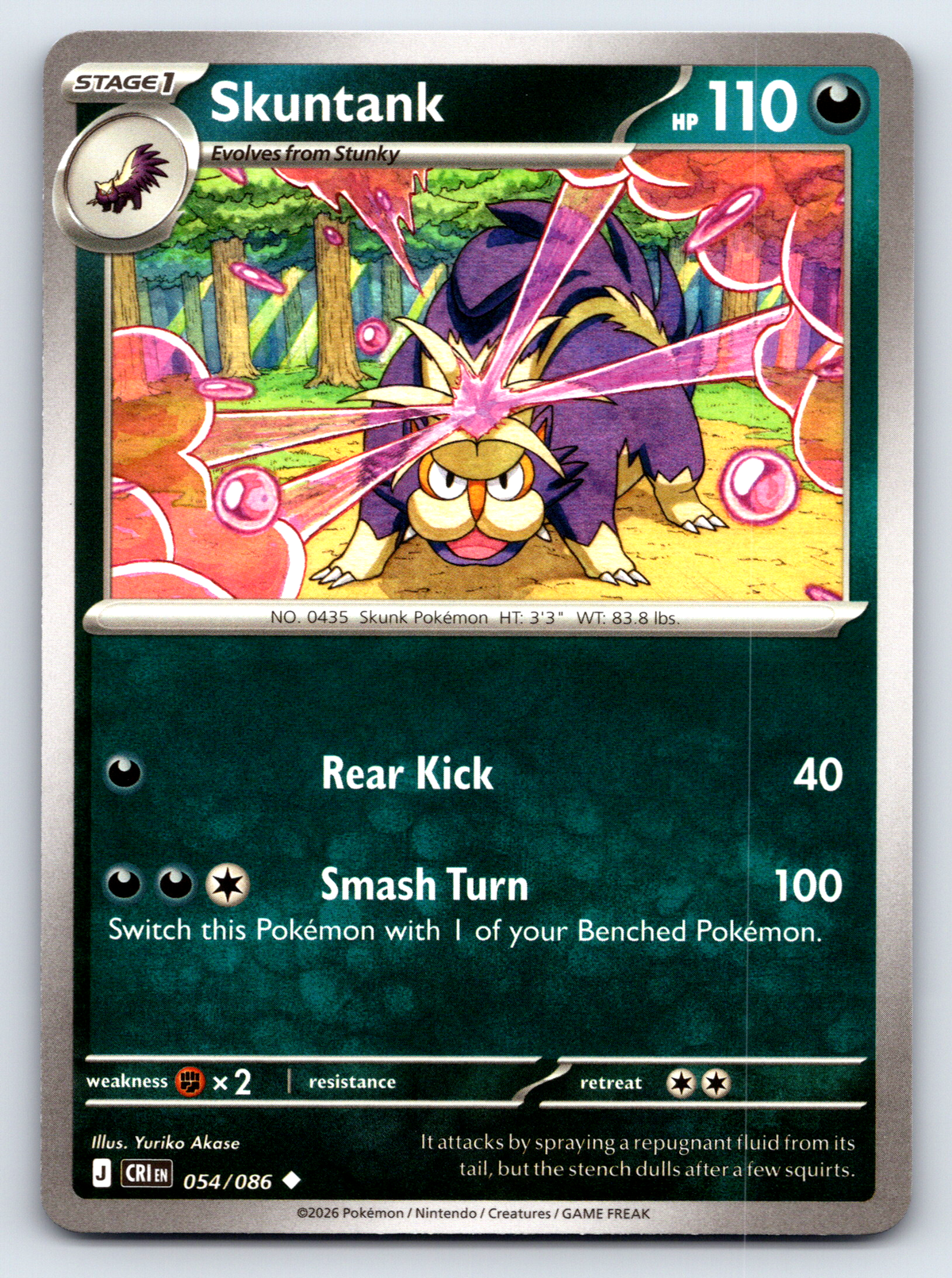 Pokémon Trading Card Game Mega Evolution Chaos Rising CRI 054/086 Skuntank