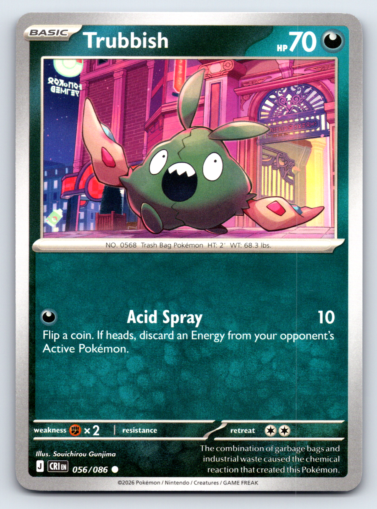 Pokémon Trading Card Game Mega Evolution Chaos Rising CRI 056/086 Trubbish