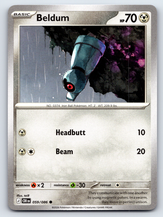 Pokémon Trading Card Game Mega Evolution Chaos Rising CRI 059/086 Beldum
