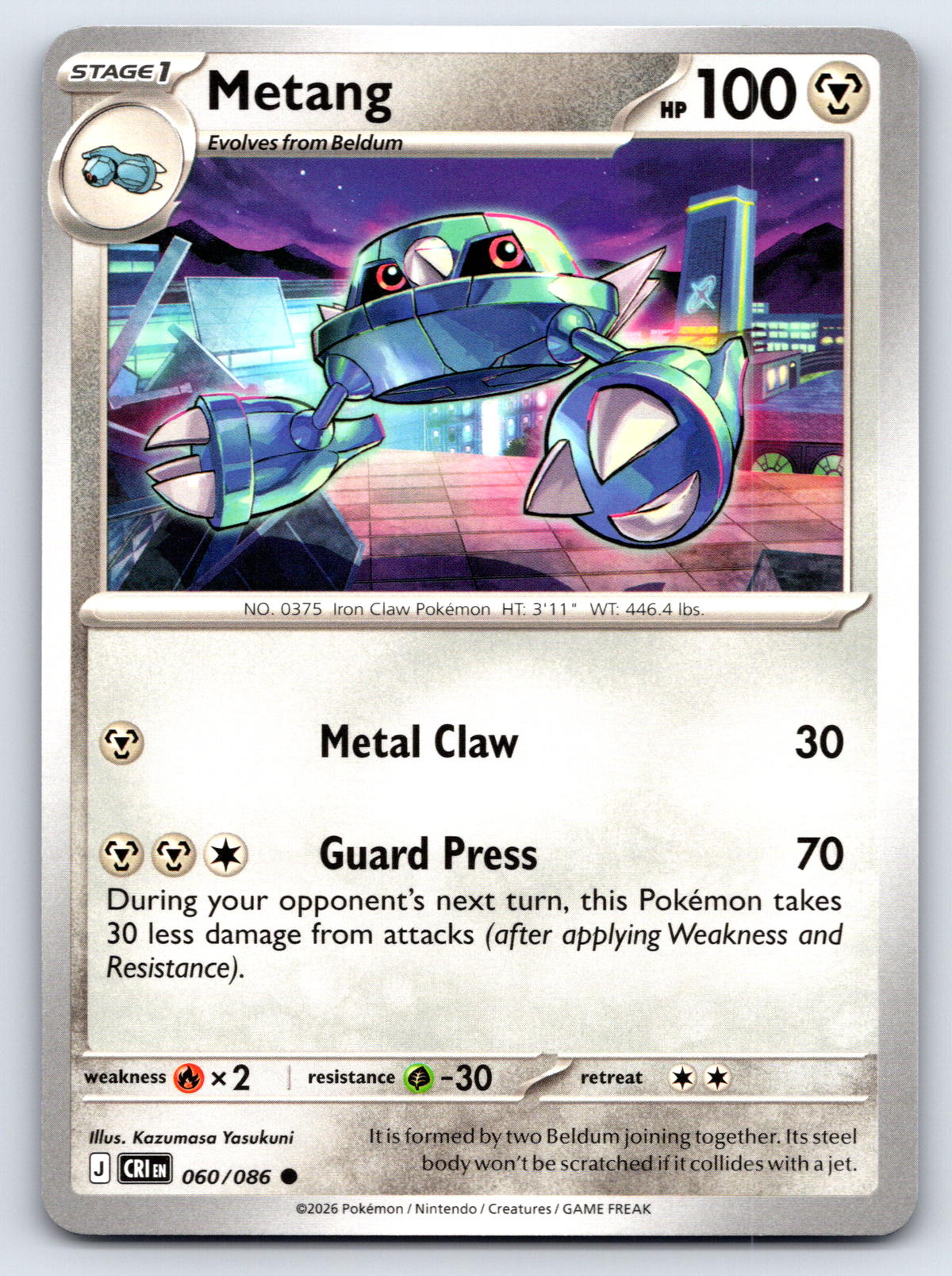 Pokémon Trading Card Game Mega Evolution Chaos Rising CRI 060/086 Metang
