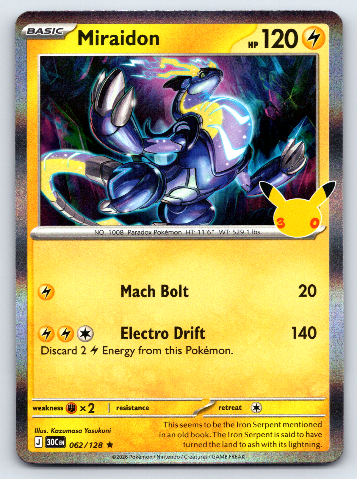 Pokémon Trading Card Game 30th Celebration 30C 062/128 Miraidon