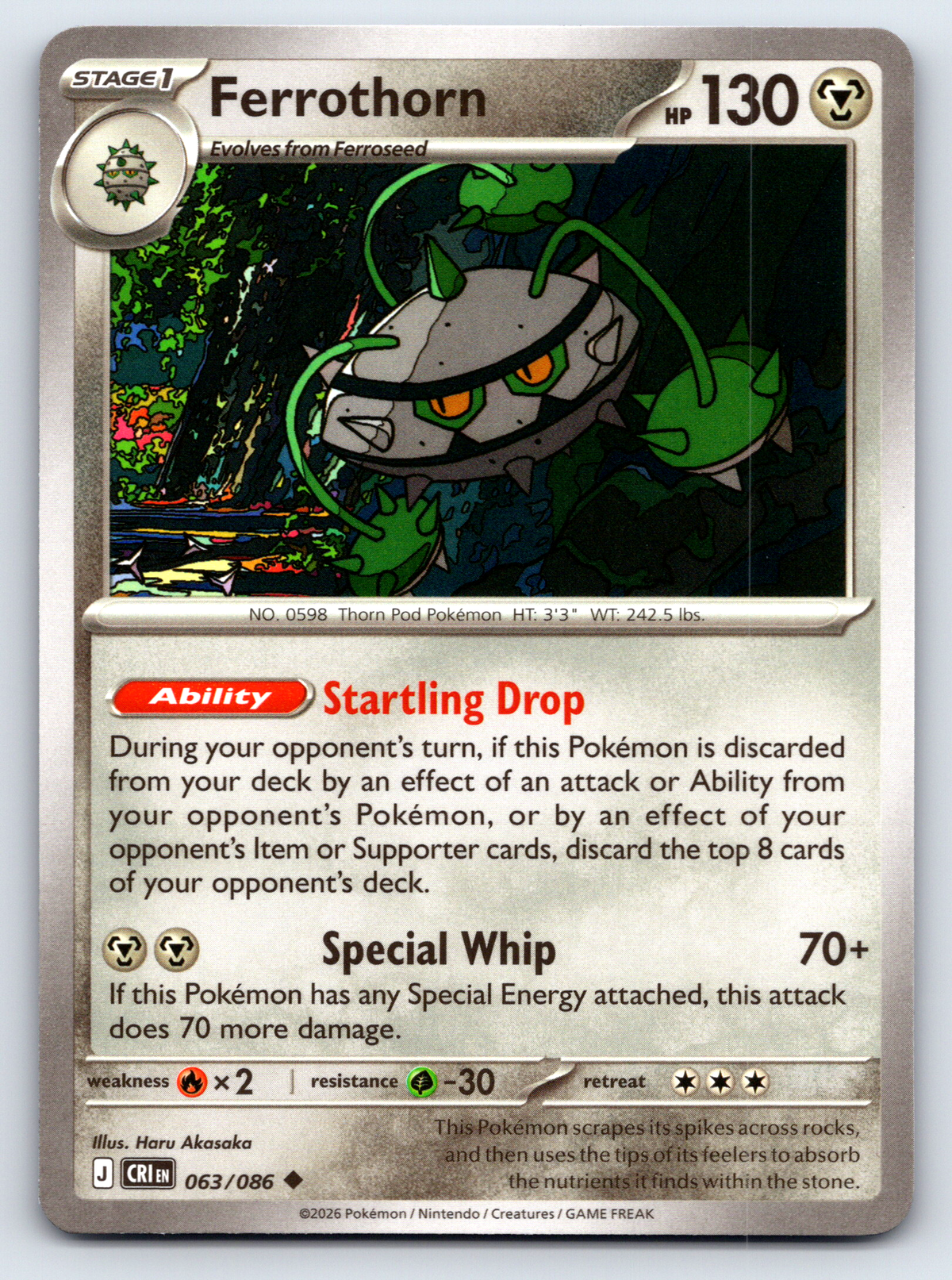 Pokémon Trading Card Game Mega Evolution Chaos Rising CRI 063/086 Ferrothorn