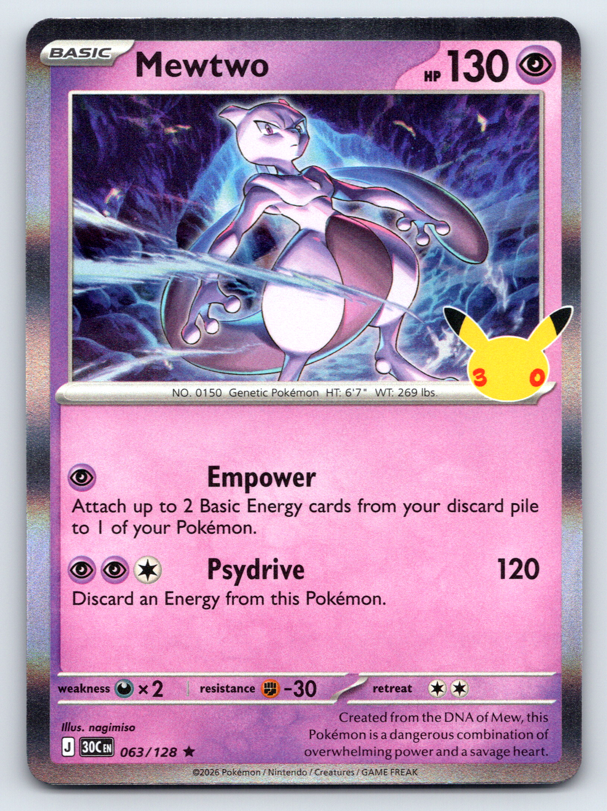 Pokémon Trading Card Game 30th Celebration 30C 063/128 Mewtwo