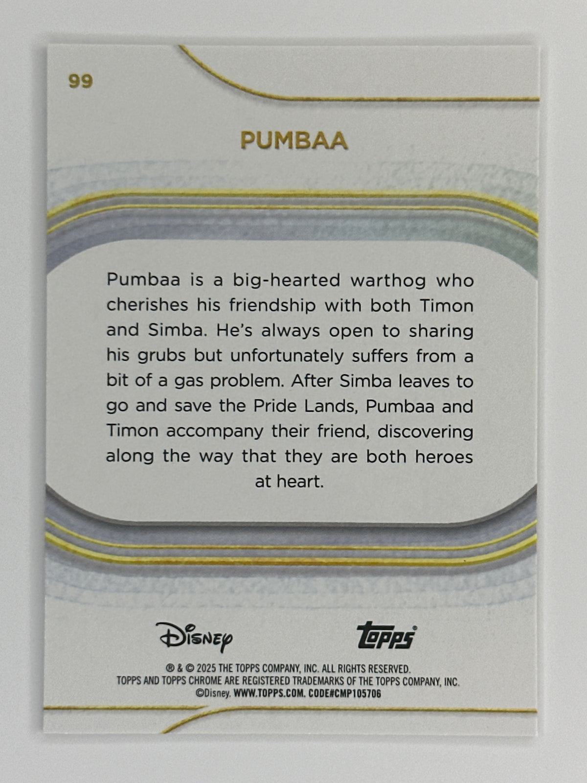2025 Topps Disney Chrome 099 Pumbaa Base Card