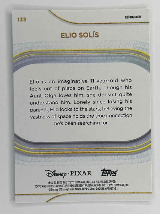 2025 Topps Disney Chrome 133 Elio Solis Base Refractor Card