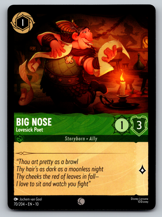 Disney Lorcana Trading Card Game Whispers in the Well 070/204 Big Nose Lovesick Poet Card
