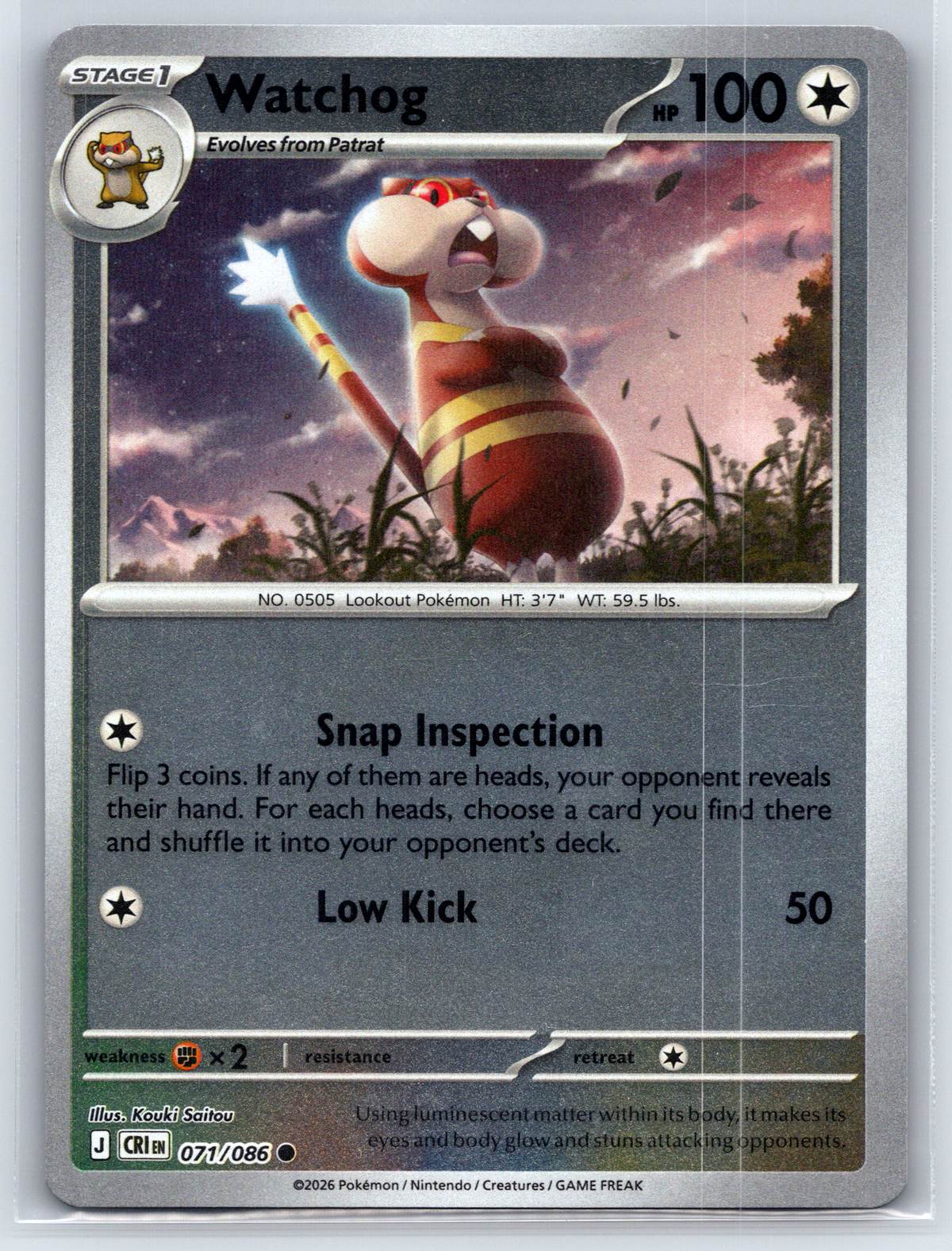 Pokémon Trading Card Game Mega Evolution Chaos Rising CRI 071/086 Watchog