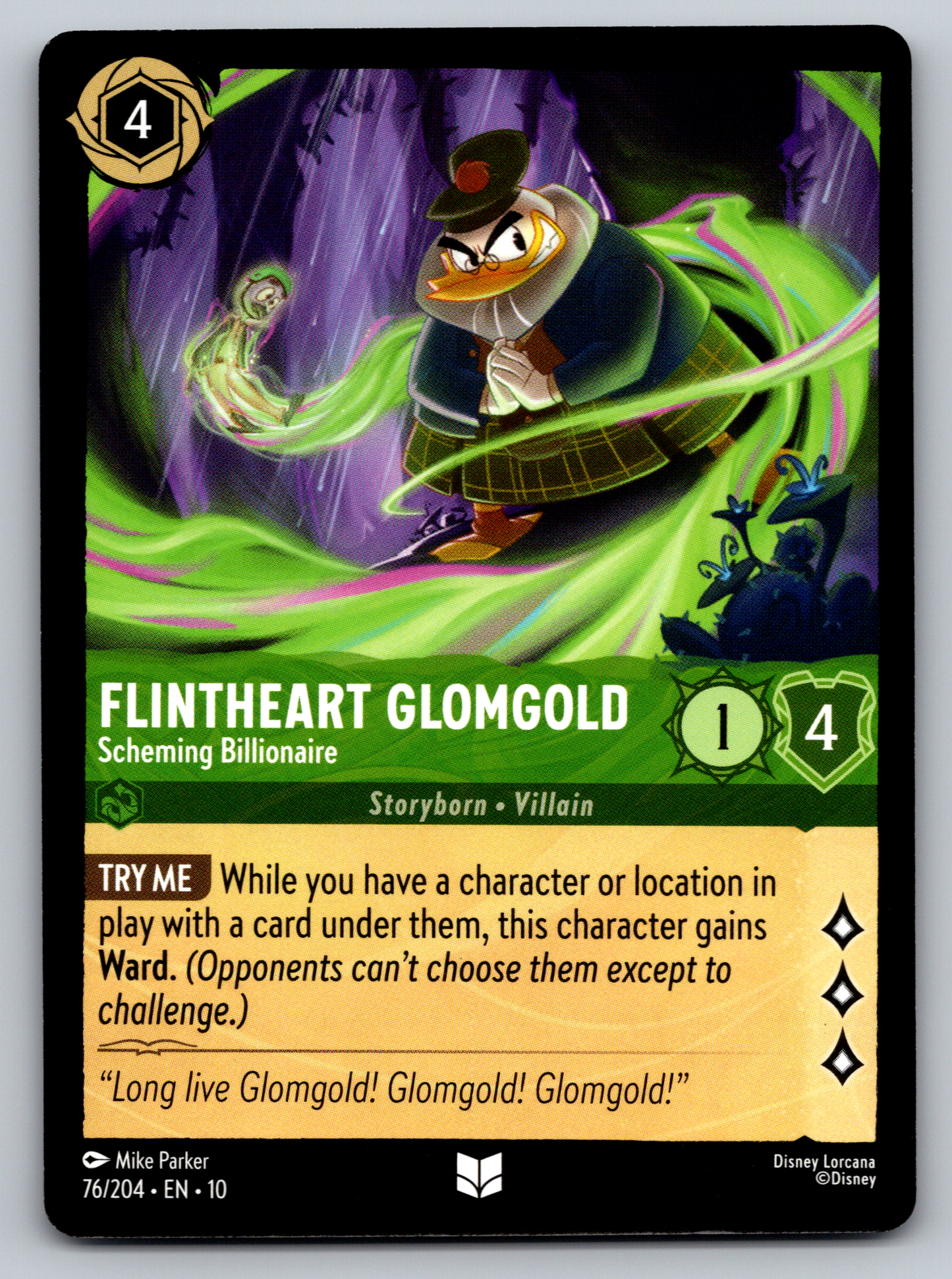 Disney Lorcana Trading Card Game Whispers in the Well 076/204 Flintheart Glomgold Scheming Billionaire Card