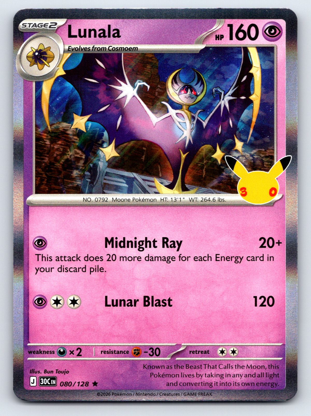 Pokémon Trading Card Game 30th Celebration 30C 080/128 Lunala
