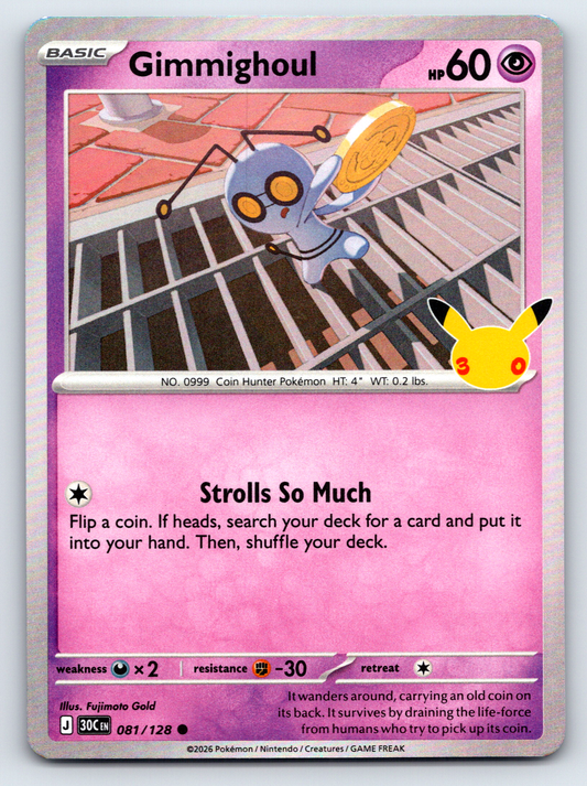 Pokémon Trading Card Game 30th Celebration 30C 081/128 Gimmighoul