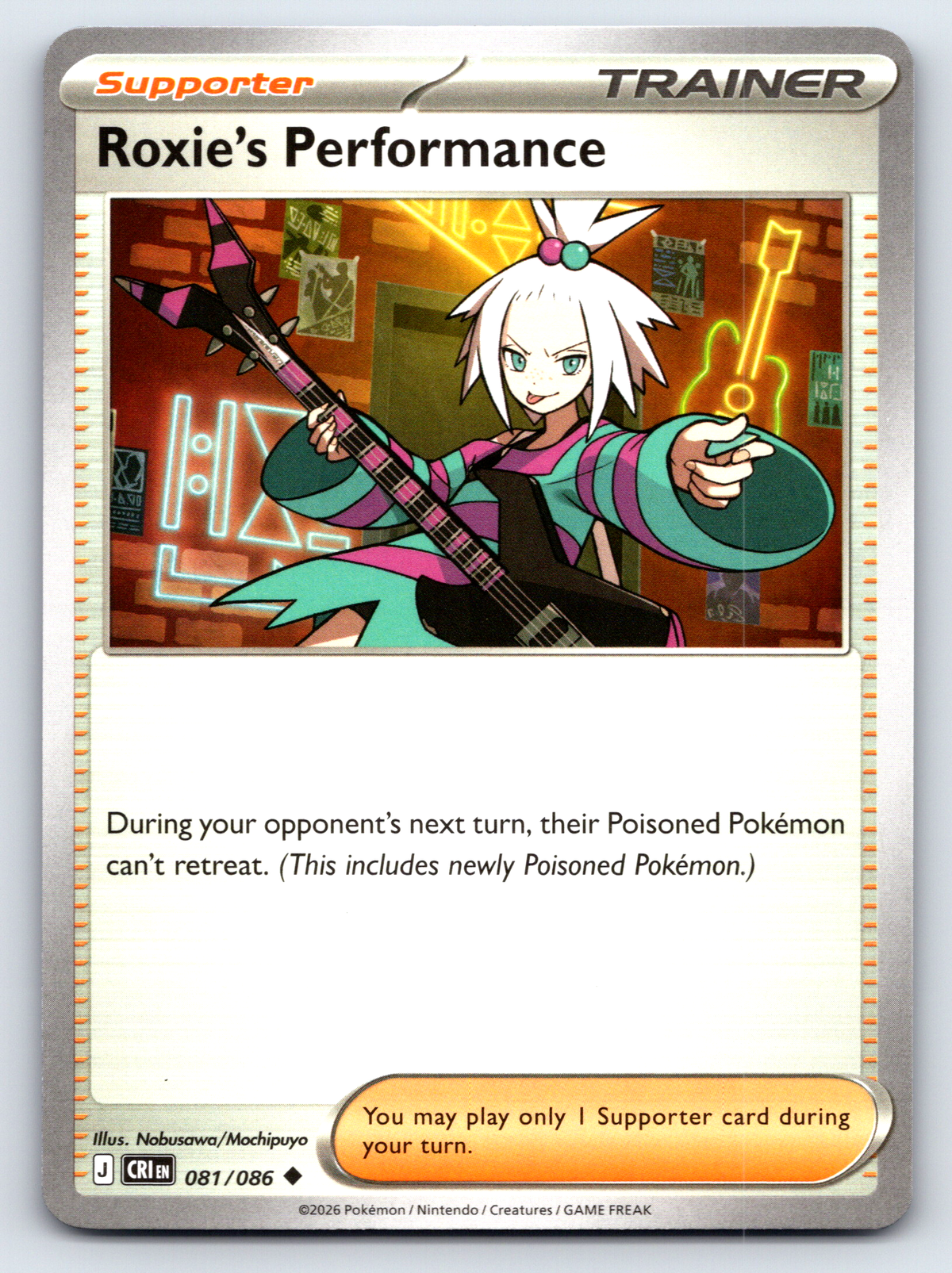 Pokémon Trading Card Game Mega Evolution Chaos Rising CRI 081/086 Roxie's Performance