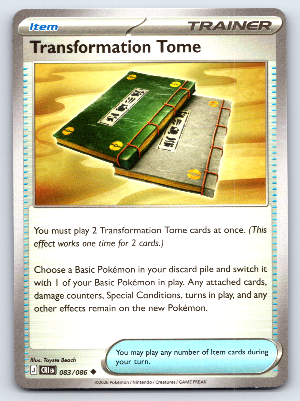 Pokémon Trading Card Game Mega Evolution Chaos Rising CRI 083/086 Transformation Tome