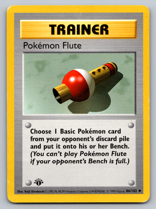 Pokémon Trading Card Game Original Base Set 086/102 Pokémon Flute 1st Edition Shadowless Card