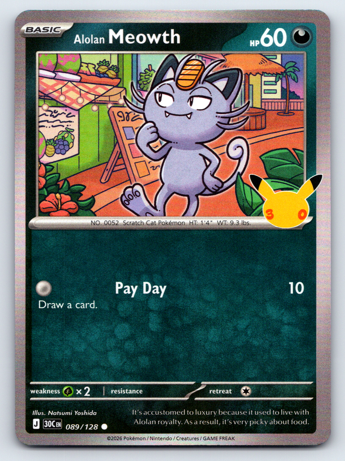 Pokémon Trading Card Game 30th Celebration 30C 089/128 Alolan Meowth