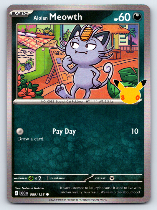 Pokémon Trading Card Game 30th Celebration 30C 089/128 Alolan Meowth
