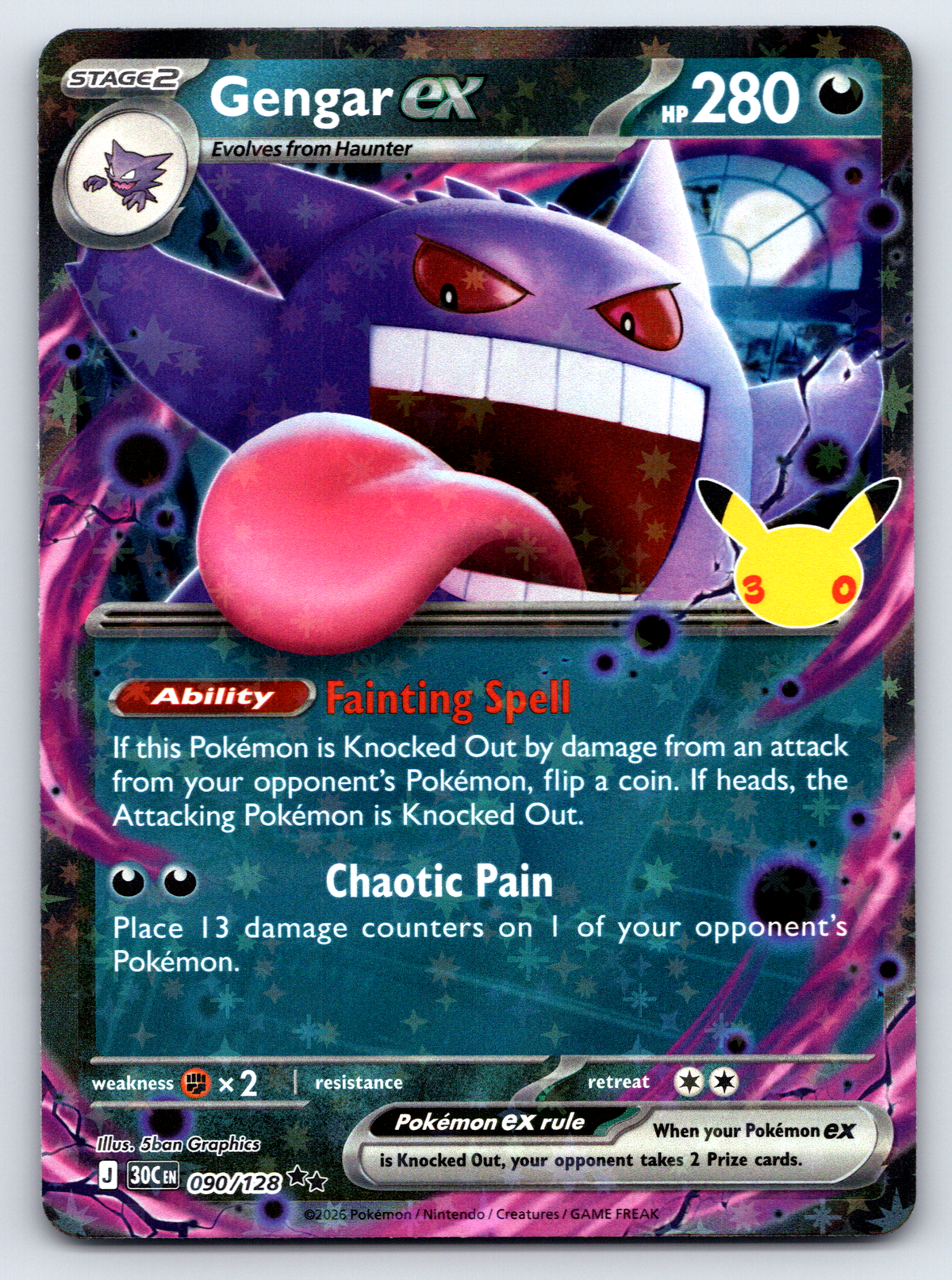 Pokémon Trading Card Game 30th Celebration 30C 090/128 Gengar ex