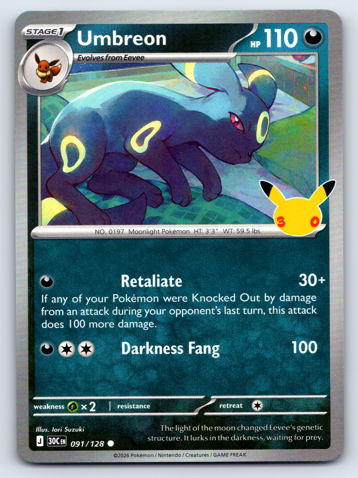 Pokémon Trading Card Game 30th Celebration 30C 091/128 Umbreon