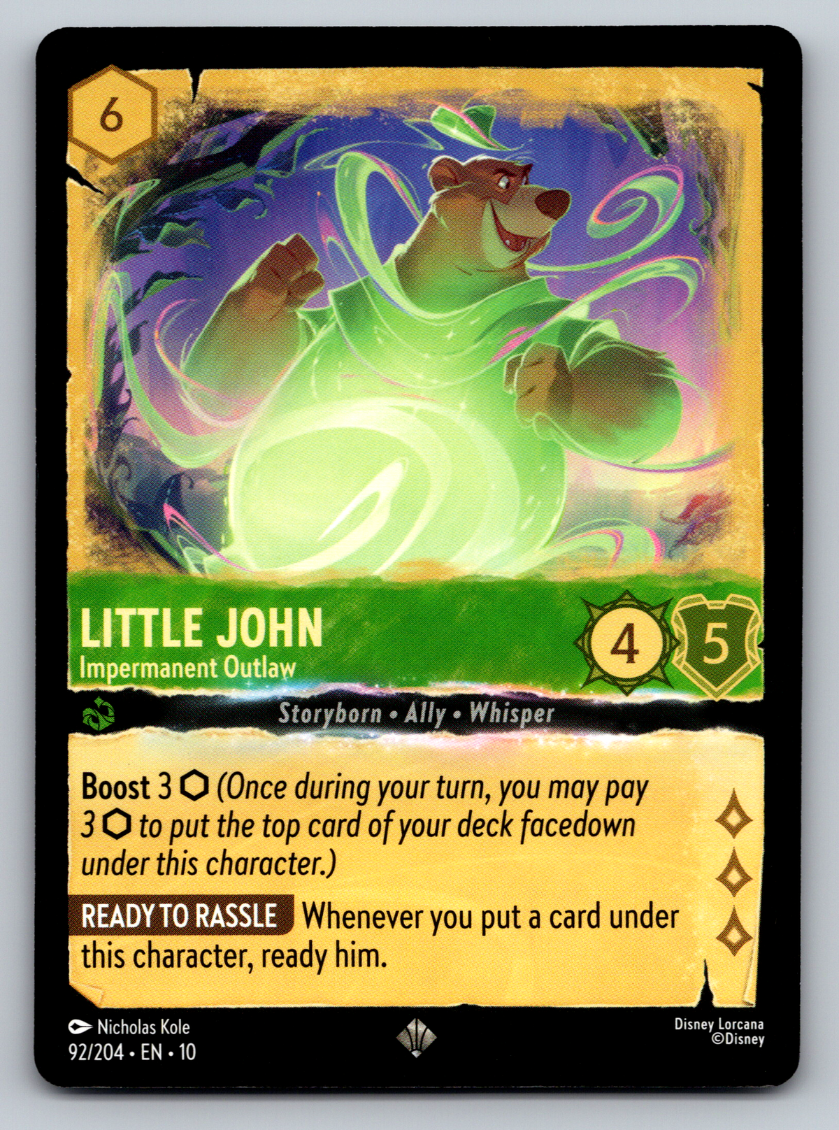 Disney Lorcana Trading Card Game Whispers in the Well 092/204 Little John Impermanent Outlaw Card
