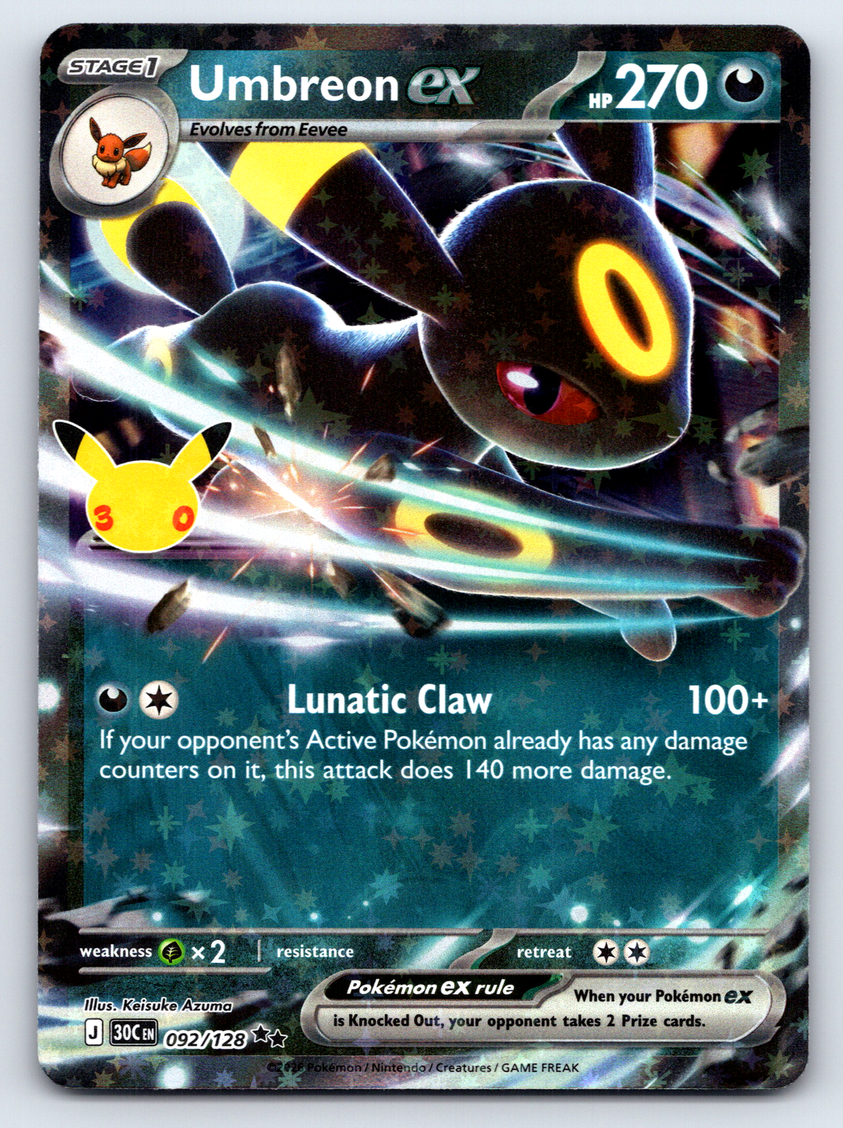 Pokémon Trading Card Game 30th Celebration 30C 092/128 Umbreon ex