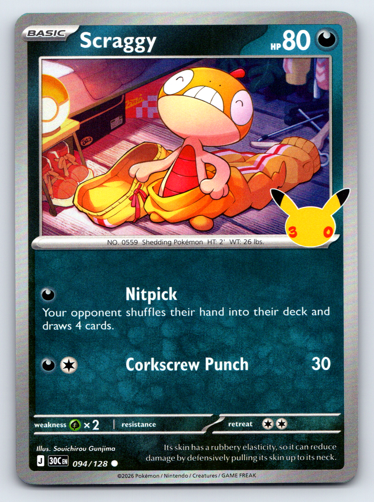 Pokémon Trading Card Game 30th Celebration 30C 094/128 Scraggy