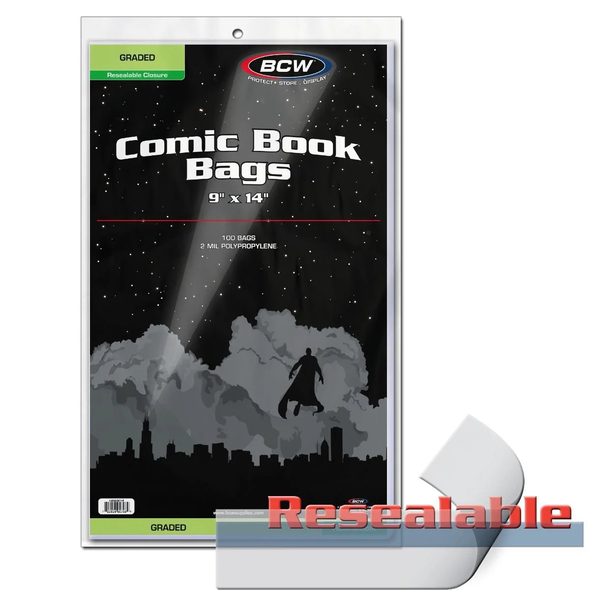 BCW Resealable Bags for Graded Comics – 9" x 14" (PACK OF 100)