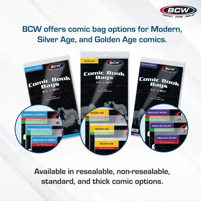 RESEALABLE CURRENT MODERN COMIC BAGS THICK (PACK OF 100)