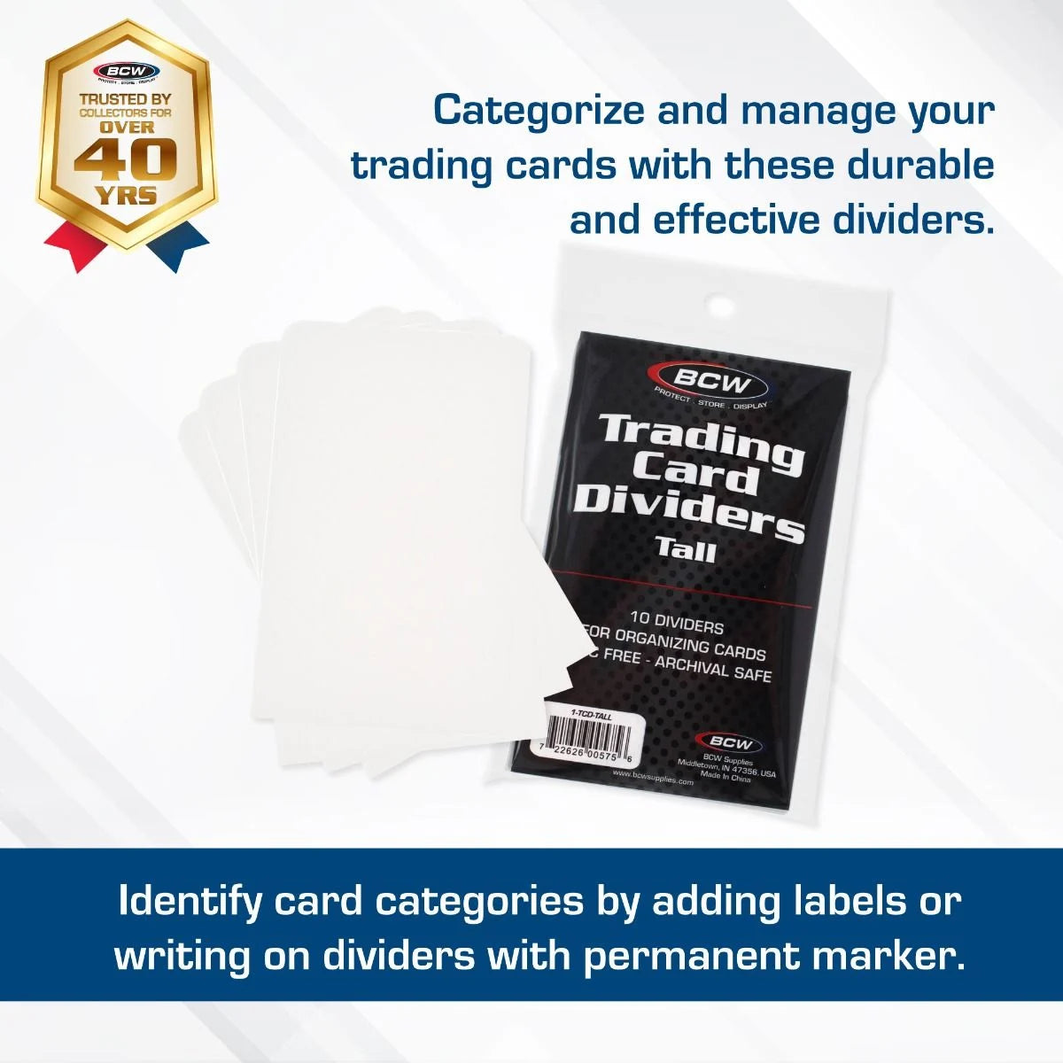 BCW Tall Trading Card Dividers – 10 Count