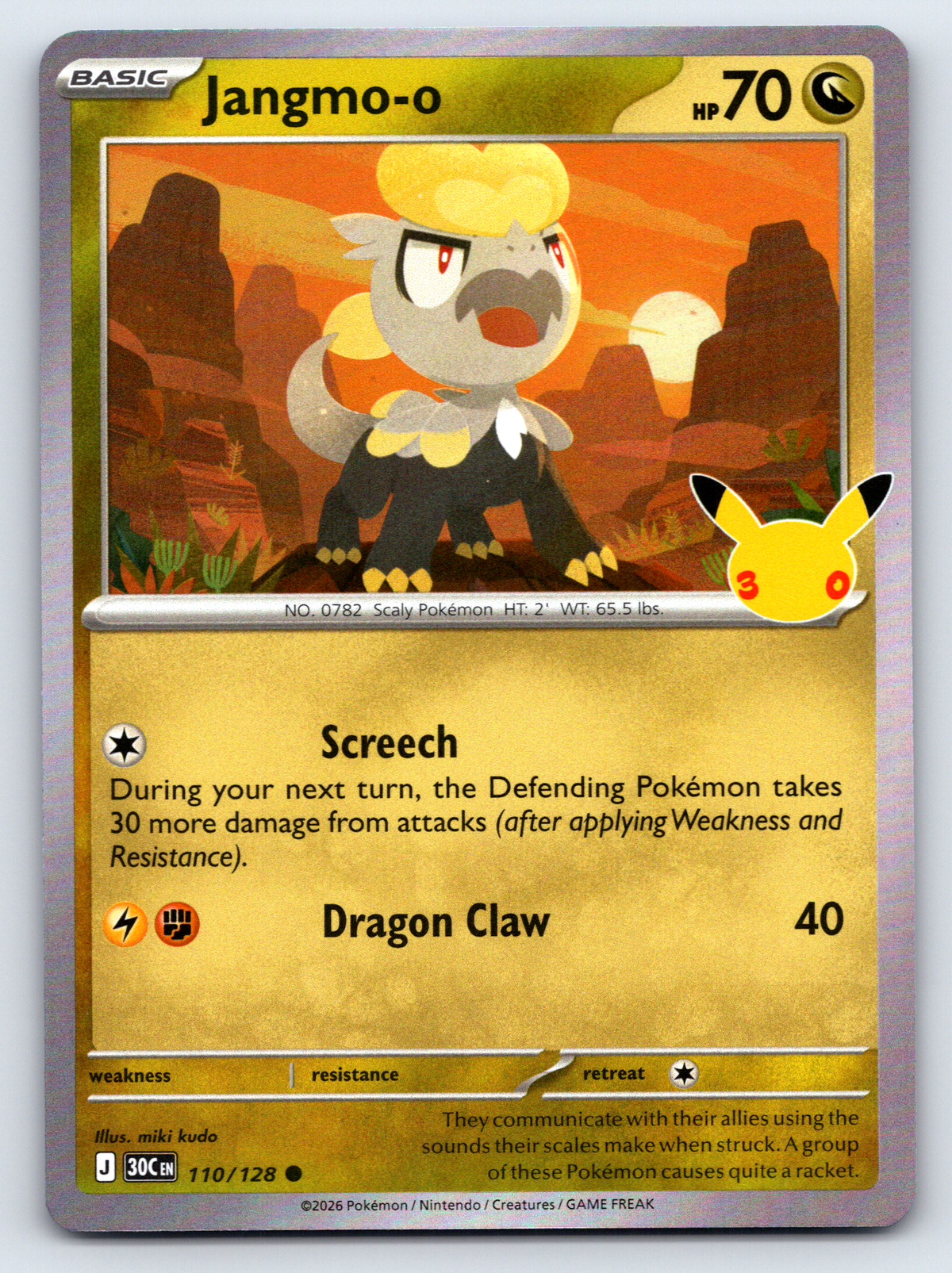 Pokémon Trading Card Game 30th Celebration 30C 110/128 Jangmo-o