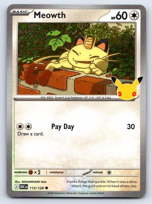 Pokémon Trading Card Game 30th Celebration 30C 113/128 Meowth