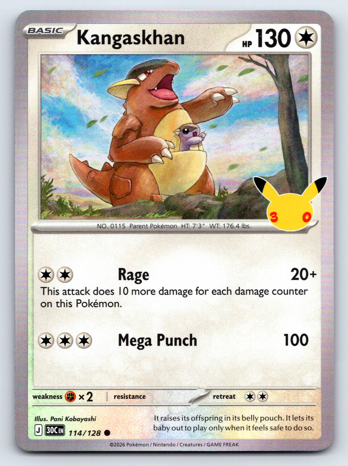 Pokémon Trading Card Game 30th Celebration 30C 114/128 Kangaskhan