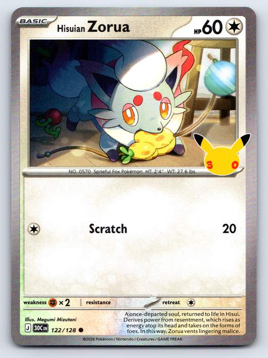 Pokémon Trading Card Game 30th Celebration 30C 122/128 Hisuian Zorua