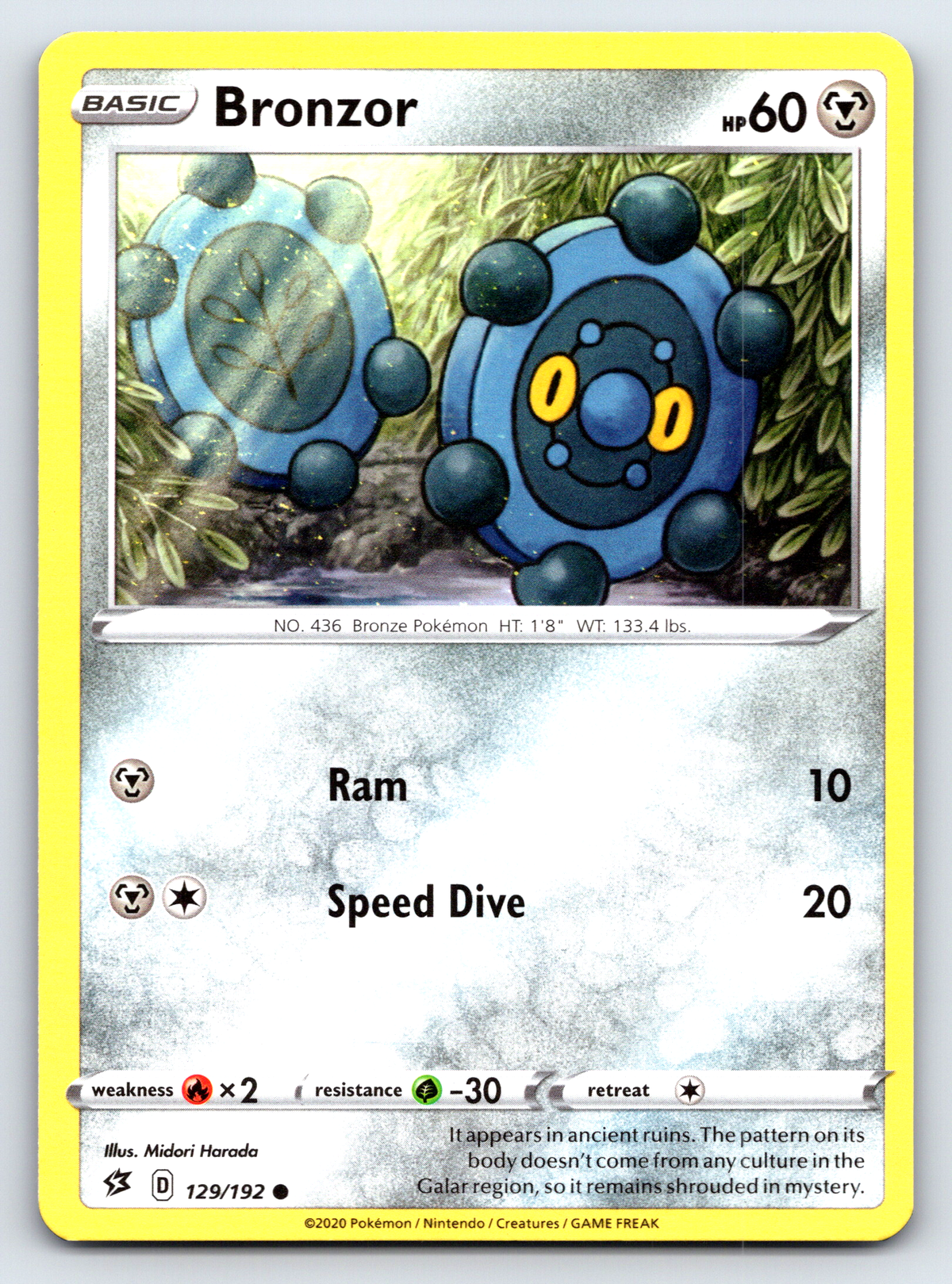 Pokémon Trading Card Game Sword & Shield Rebel Clash RCL 129/192 Bronzor