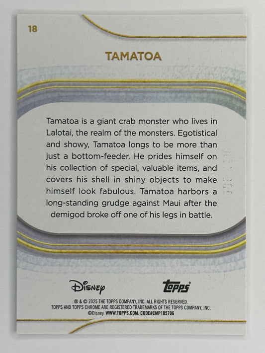 2025 Topps Disney Chrome 018 Tamatoa Blue Refractor Card 091/150