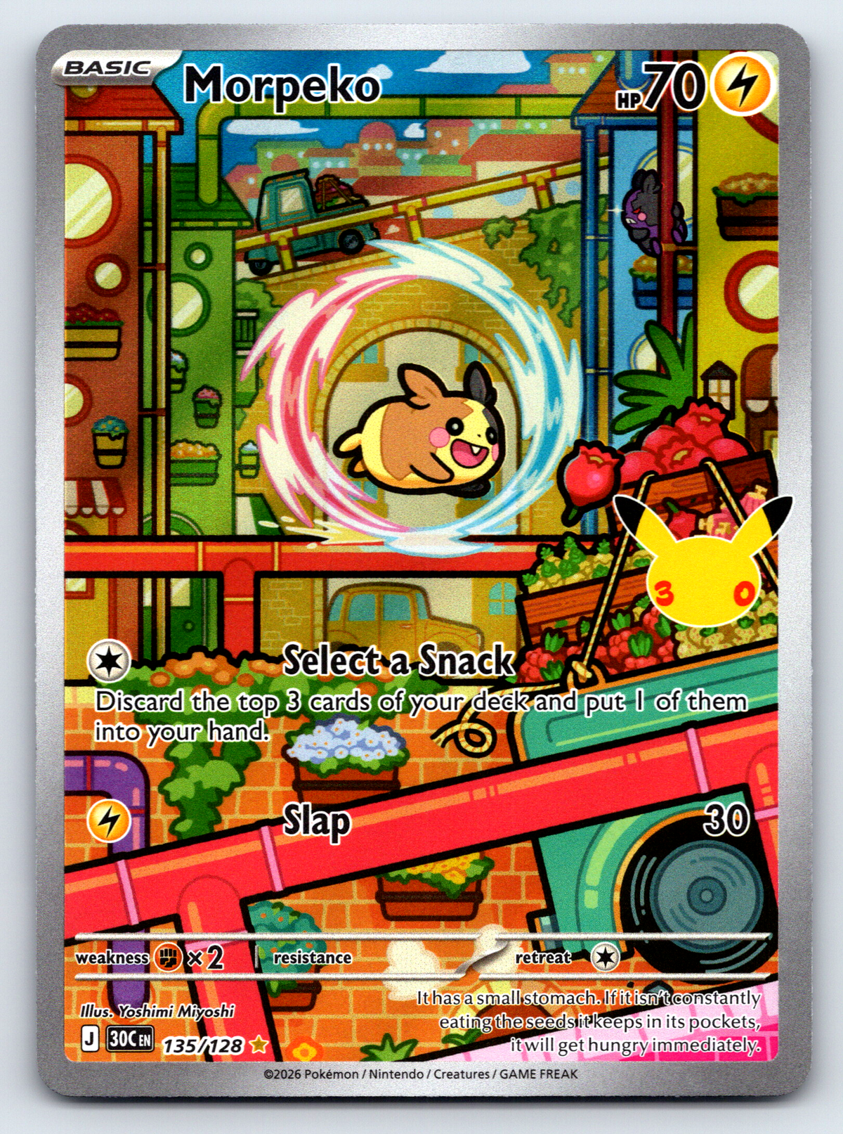 Pokémon Trading Card Game 30th Celebration 30C 135/128 Morpeko Illustration Rare