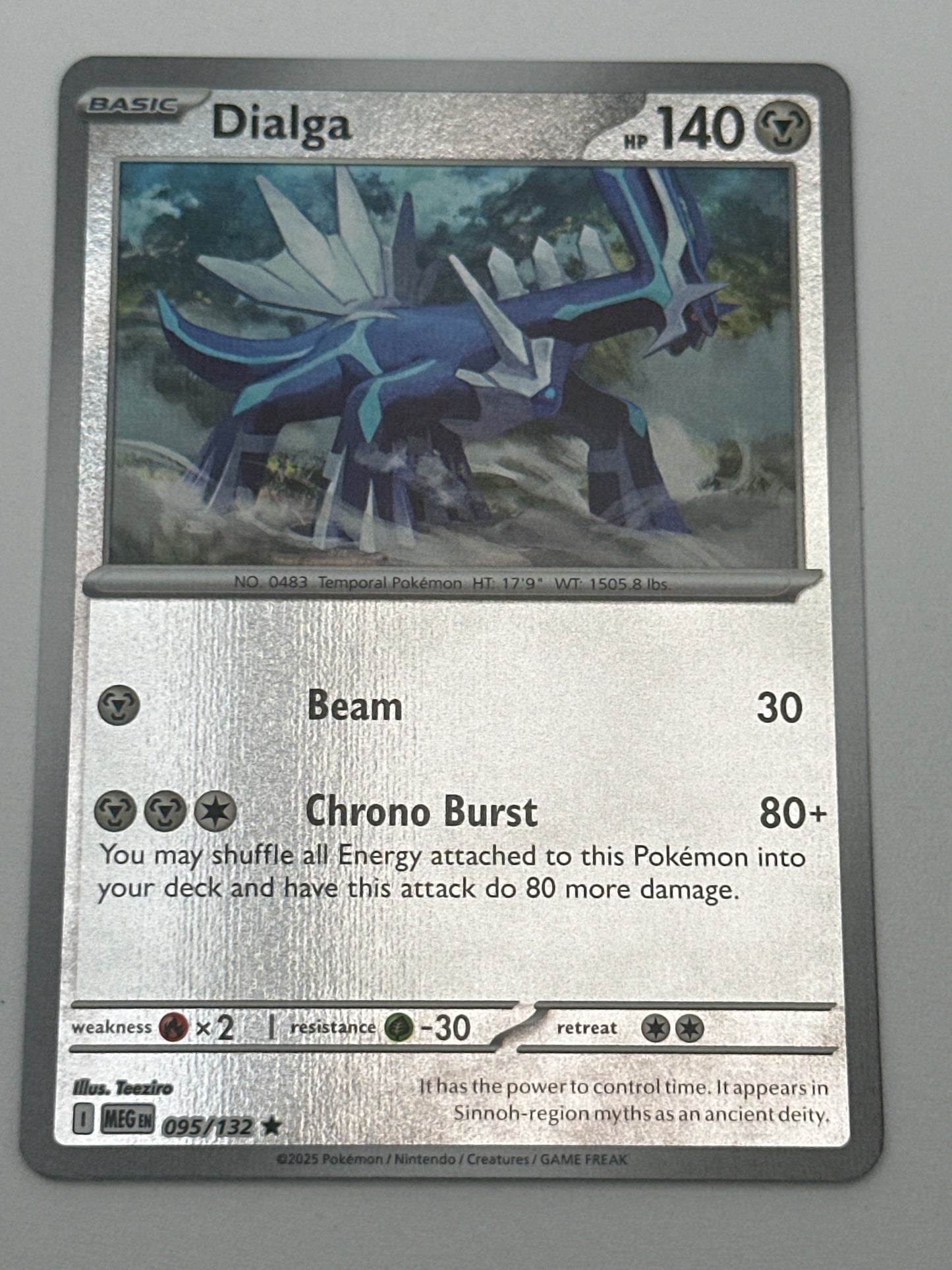 Pokémon Trading Card Game Mega Evolution MEG 095/132 Dialga Reverse Holo Card