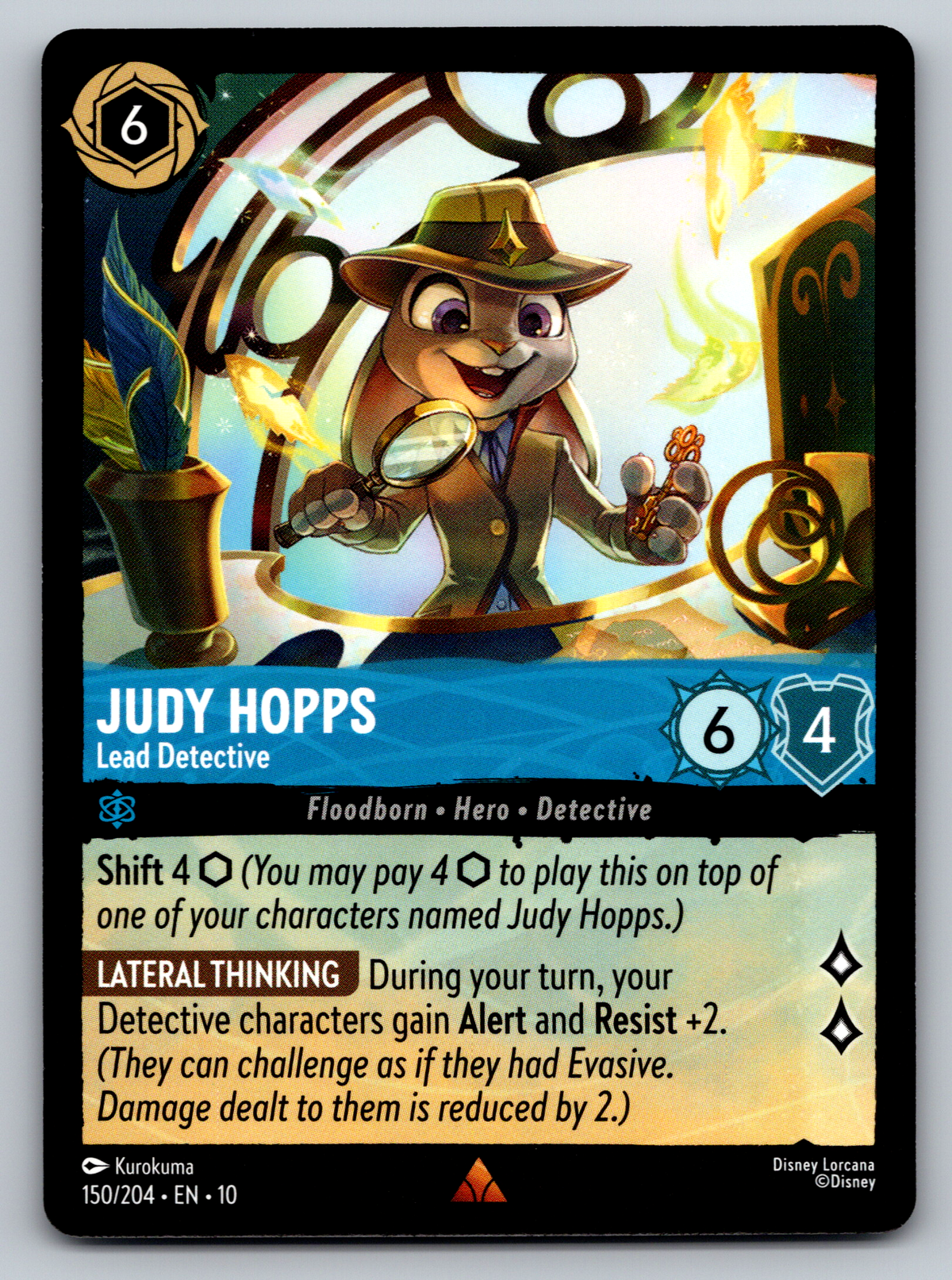 Disney Lorcana Trading Card Game Whispers in the Well 150/204 Judy Hopps Lead Detective Card