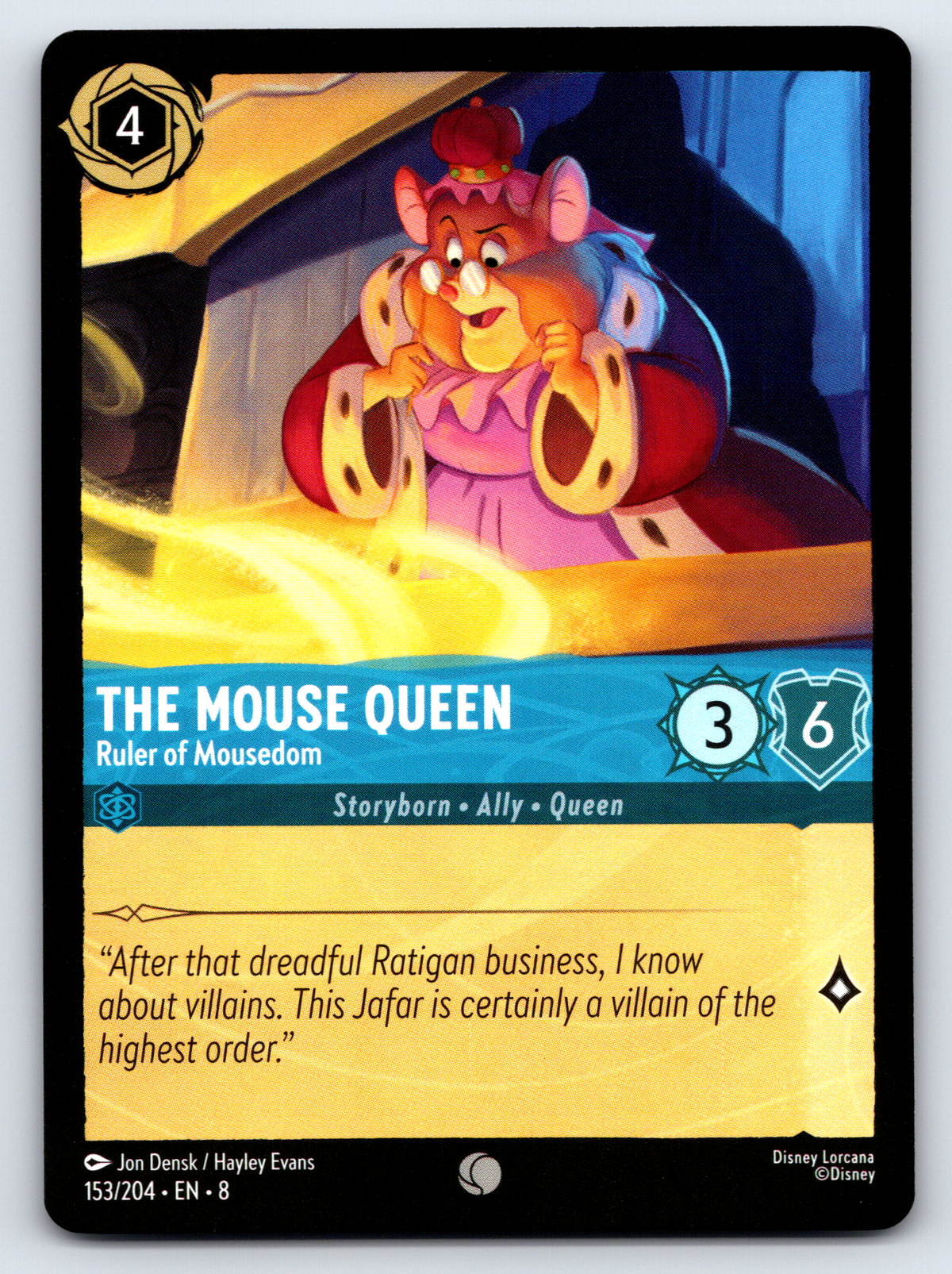 Disney Lorcana Trading Card Game Reign of Jafar 153/204 The Mouse Queen Ruler of Mousedom Card