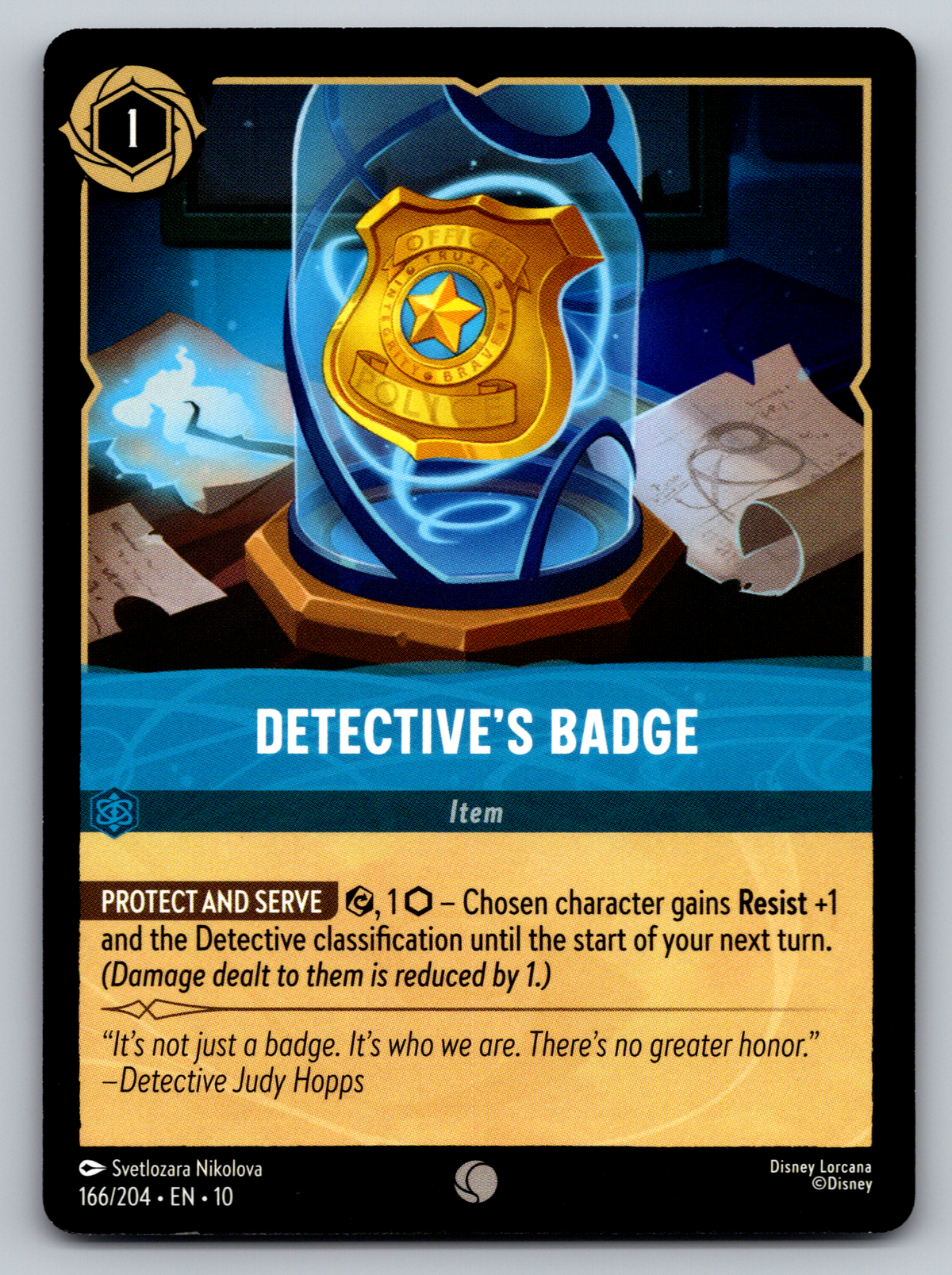 Disney Lorcana Trading Card Game Whispers in the Well 166/204 Detective's Badge Card
