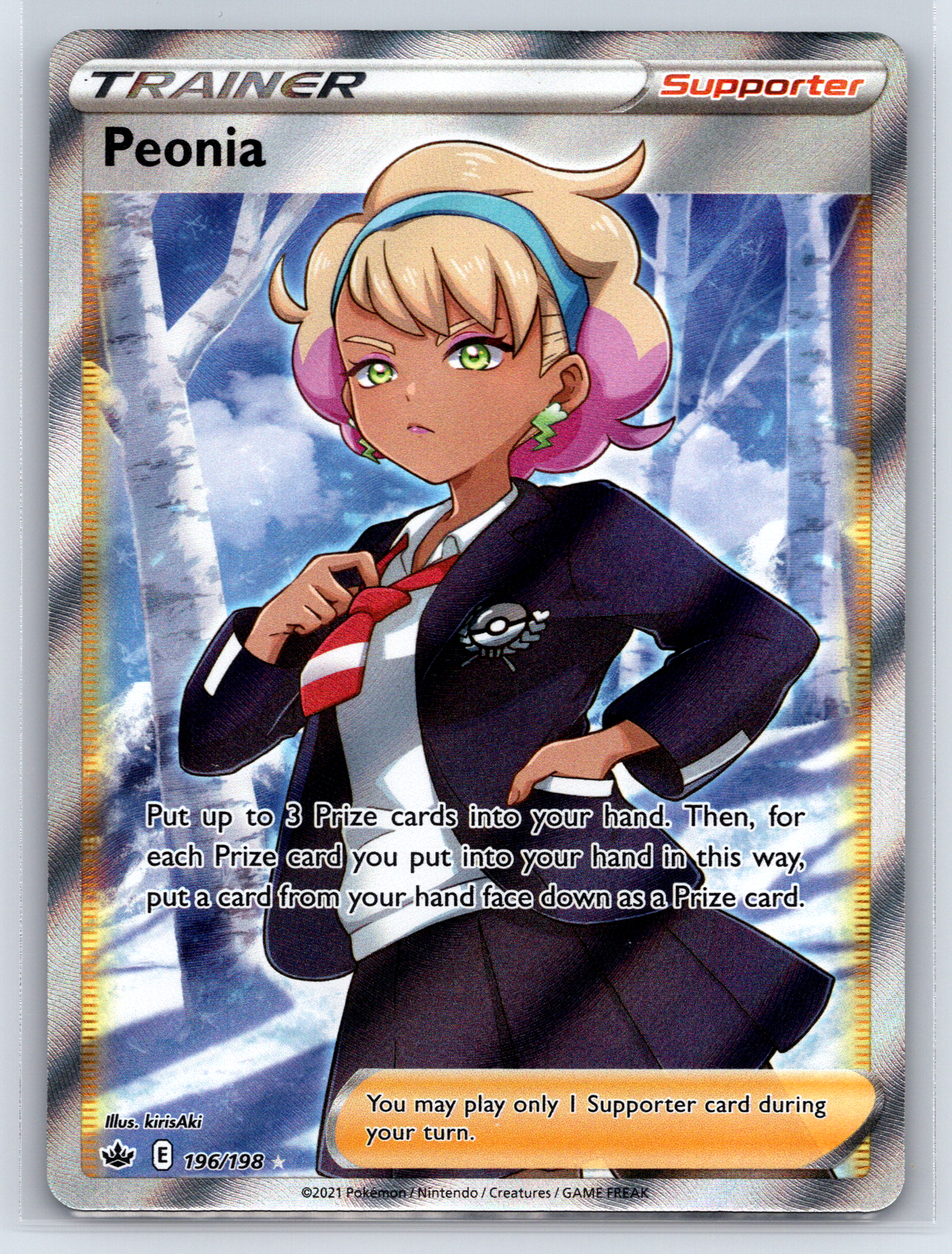 Pokémon Trading Card Game Sword & Shield Chilling Reign 196/198 Peonia Card