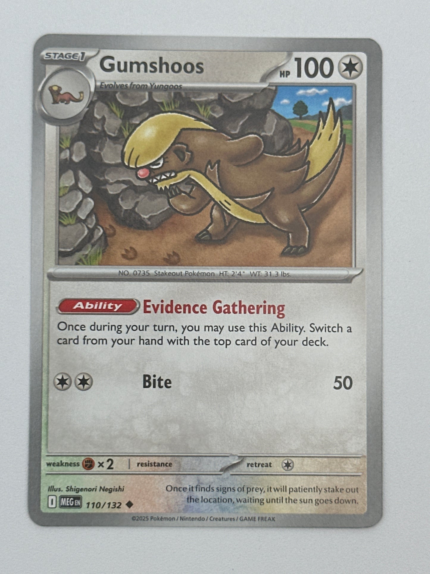 Pokémon Trading Card Game Mega Evolution MEG 110/132 Gumshoos Base Card