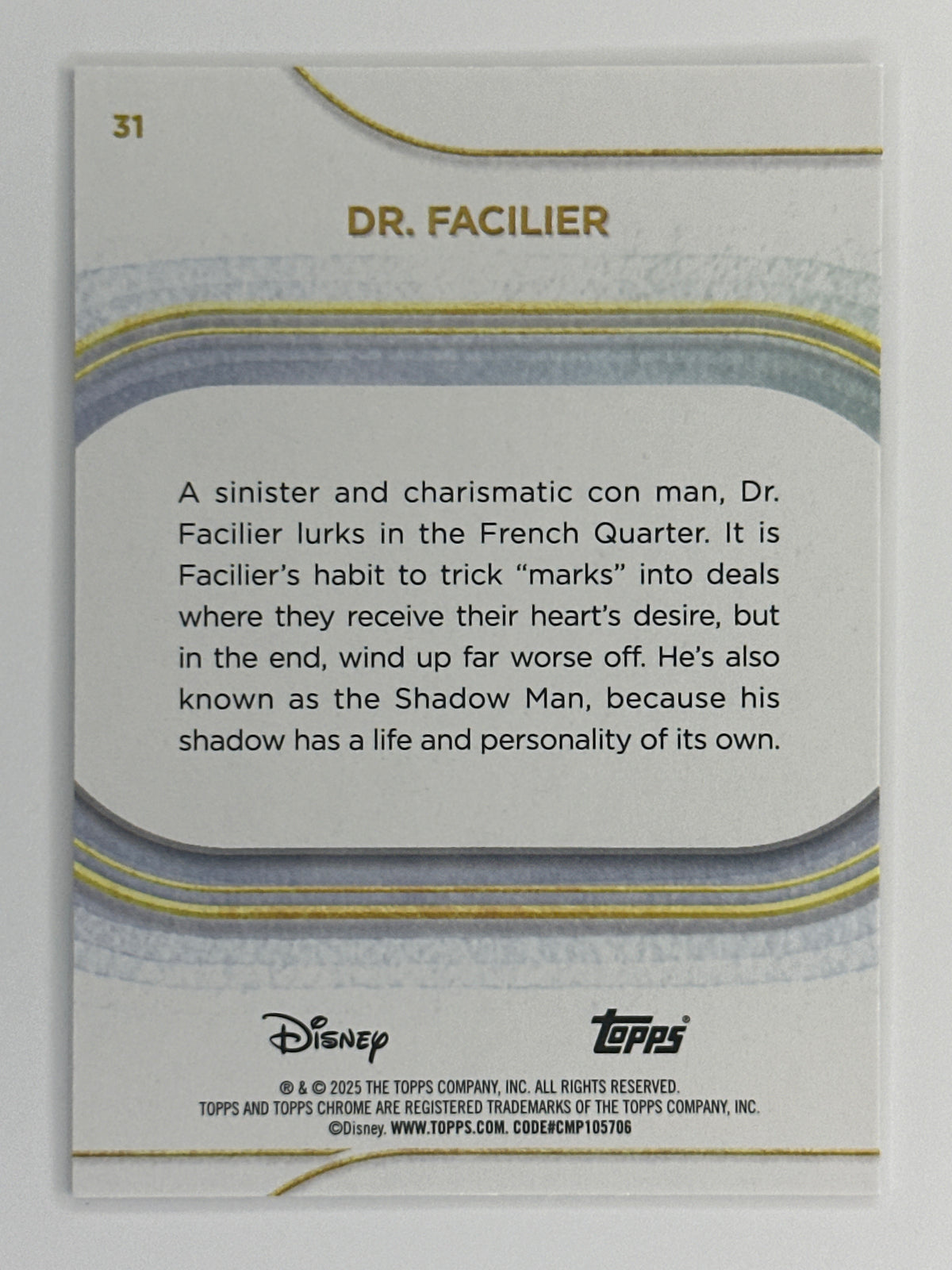 2025 Topps Disney Chrome 031 Dr. Facilier Base Card